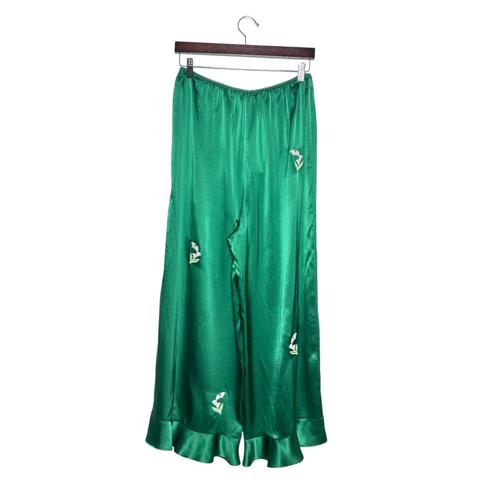 SOLD SOLD DÔEN NWT Stasia Wide Leg Pant Emerald Ivy Silk Size Large - Picture 3 of 8